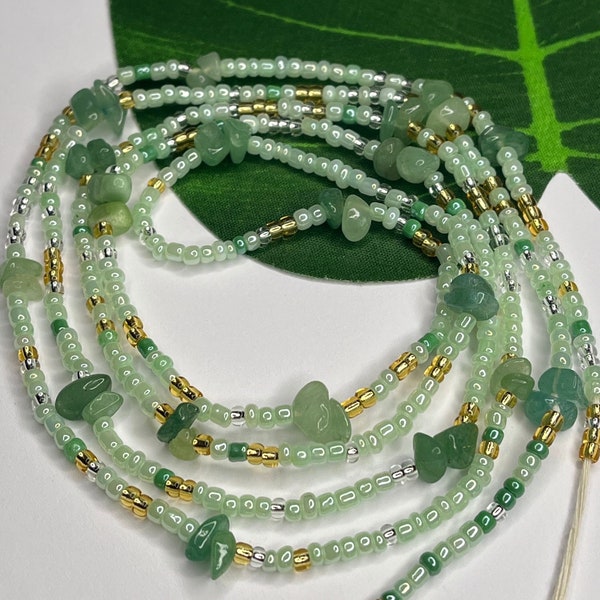 Aventurine Waist Beads - Chakra Belly Beads - Crystal Waist Jewelry - African Waistbeads - Weight Loss Beads - Waist Adornment - Green Beads