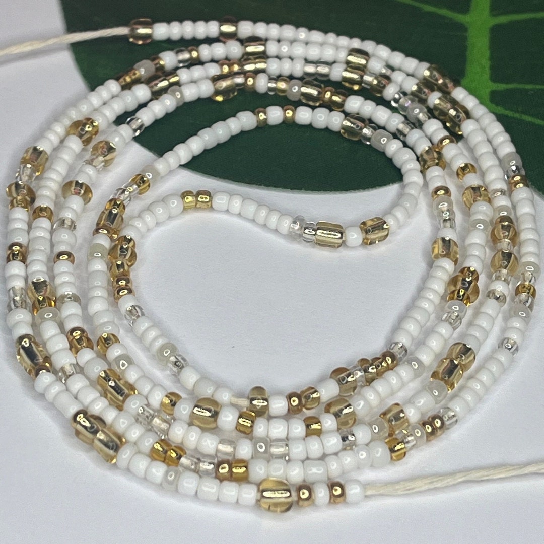White Waist Beads African Waistbeads Belly Beads Weight Etsy