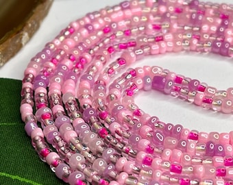 Barbie Pink Waist Beads: Pearl & Seed Bead Belly Chain - Screw Clasp or Tie On