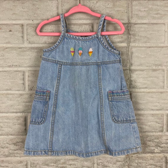 Oshkosh Vintage Girls Denim Dress Size 2T Ice Crea