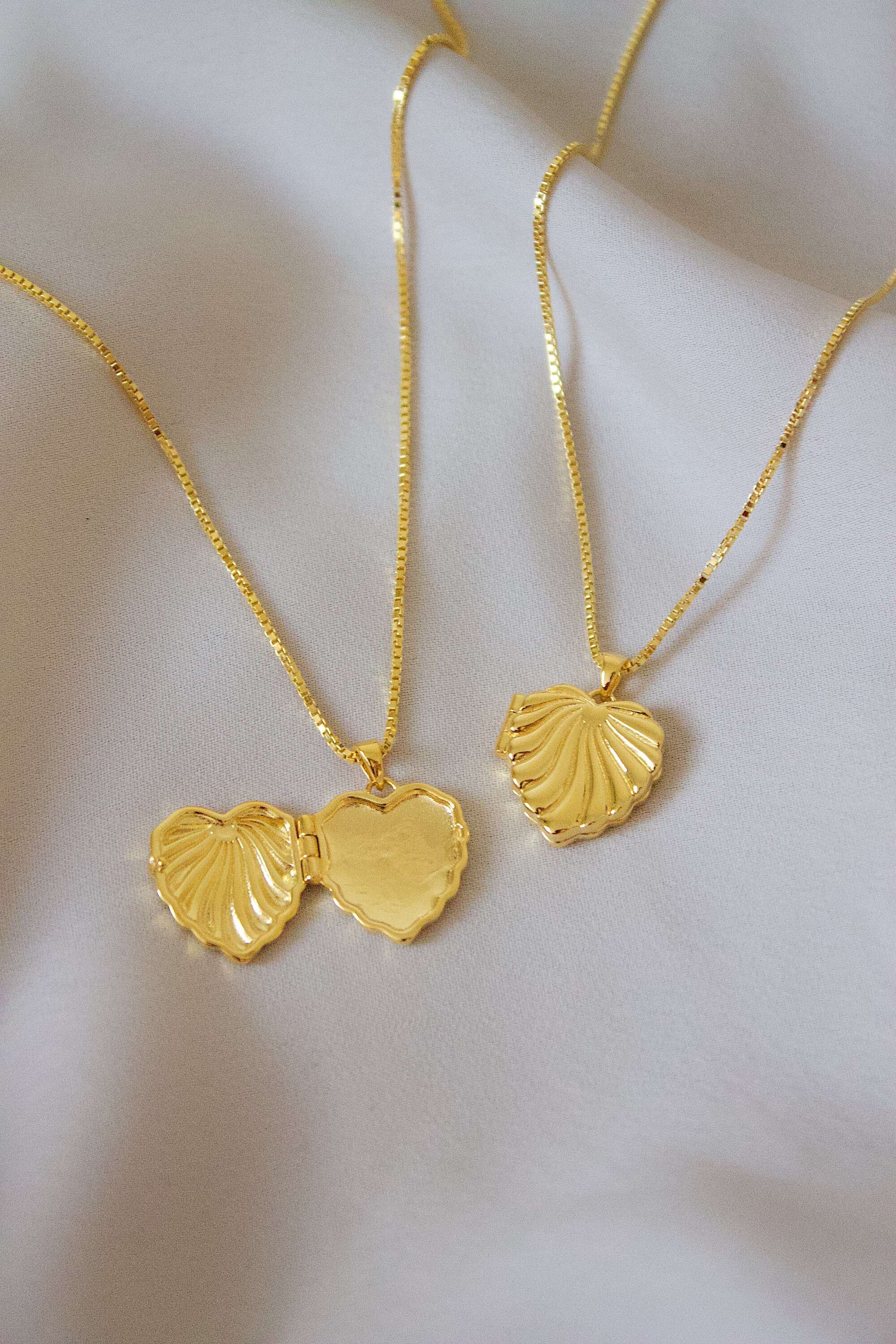 Heart Shell Locket Gold Vermeil 18K Gold Sterling Silver | Etsy