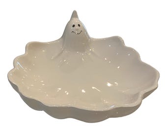 Vintage Ceramic Ghost Candy Bowl – Halloween Tabletop Decor, Collectible w/ Box