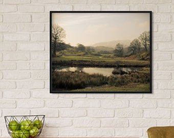 The Stillness - Framed Landscape Print | Lake District Poster | Elterwater in Cumbria English Countryside | Wall Art