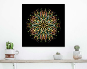 Colourful Mandala Wall Art, Sacred Geometry Print, Spiritual Healing Vibes for Reiki, Yoga and Meditation