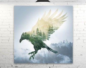 Spirit Raven Art Poster, Viking Home Decor, Wiccan Art Print, Norse Pagan, Crow Spirit Animal Celtic Gift, Witchy