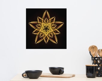 Reiki Art Print, Kaleidoscope Mandala Wall Decor, Mindfulness Yoga Chakra Gift for Healing Vibes