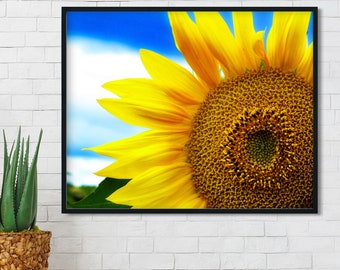 Sunflower Framed Floral Wall Art | Flower Wall Home Kitchen Decor