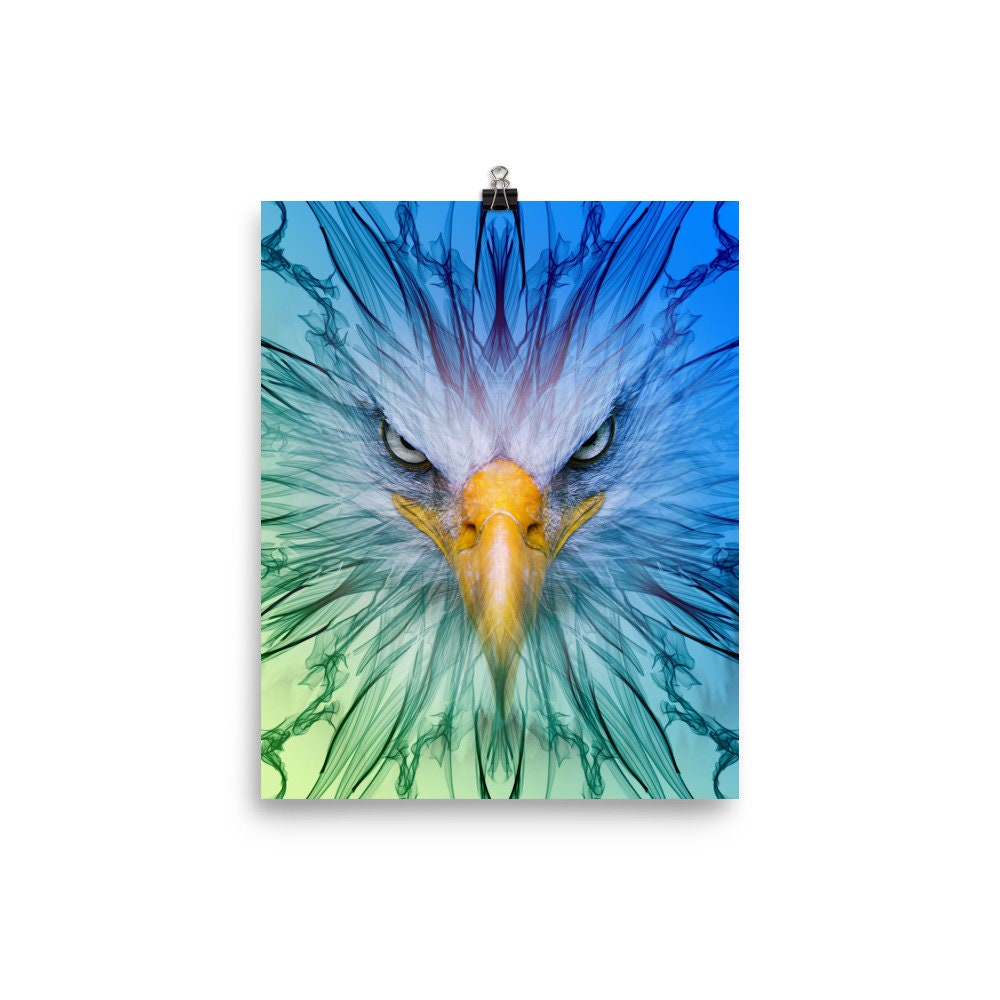 Bald Eagle Wall Decor Poster Print, Native American Dorm Digital Art ...