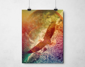 Eagle Wall Decor, Shamanic Spirit Animal Poster Print