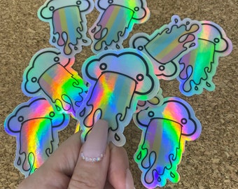 Rainbow Barf Cloud holographic sticker