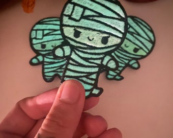 Glow in the Dark Mummy Kawaii Halloween Patches