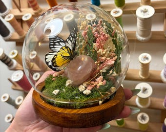 Fjärilskupol/terrarium med kristaller