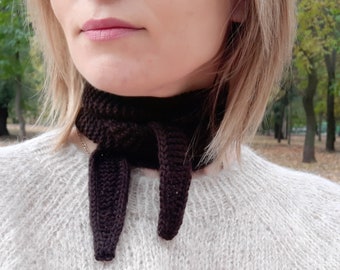 Brown small scarf Sophie. Soft Merino Wool Scarf neck kerchief. Gift idea for her