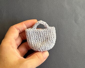 Velvet purse for doll. Miniature tote Bag for dolls. Tiny velor handbag. Dollhouse Accessories 1:6 scale doll