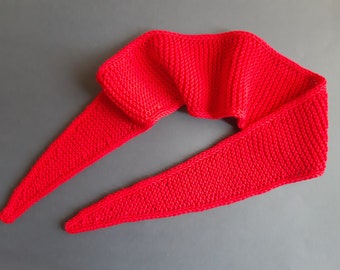 Small neck scarf Red Scarf Sophie. Soft scarf cotton, Fall scarf for women. Hand knitted little scarf kerchief office style