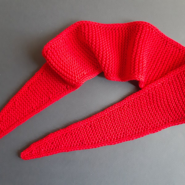 Small neck scarf Red Scarf Sophie. Soft scarf cotton, Fall scarf for women. Hand knitted little scarf kerchief office style