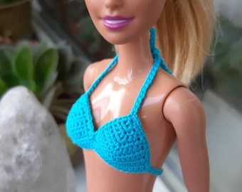 Blue bikini for doll 11.5 inch, doll swim suit, Fashion doll bathing suit, swimwear for dolls, Summer handmade clothes for 1:6 scale doll