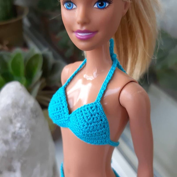 Blue bikini for doll 11.5 inch, doll swim suit, Fashion doll bathing suit, swimwear for dolls, Summer handmade clothes for 1:6 scale doll