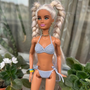 Doll bikini sky blue, Doll swim suit for doll 11.5-12 inch, Doll bathing suit, Doll swimwear, Realistic doll clothes for 1:6 scale doll