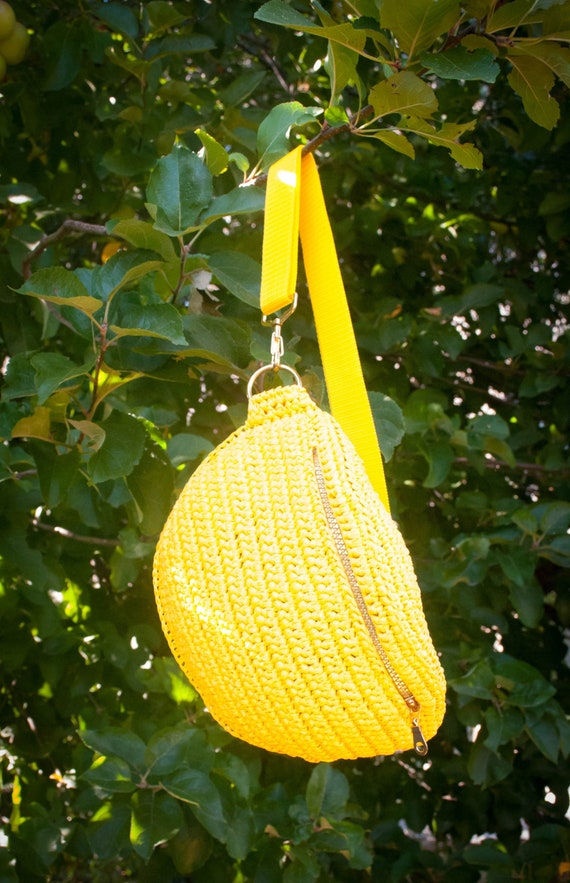 Straw Fanny Pack for Women Yellow Belt Bag Crochet Raffia Etsy