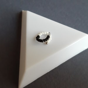 Doll bracelet 1/6 - White and black bracelet for fashion doll 12 inch. Doll jewelry, Yin yang Miniature beaded bracelet for dolls