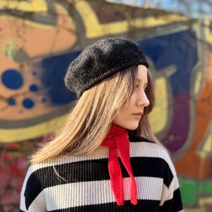 Sparkle Beret Hat Black & Gray, Small French Beret for Women  display picture 3