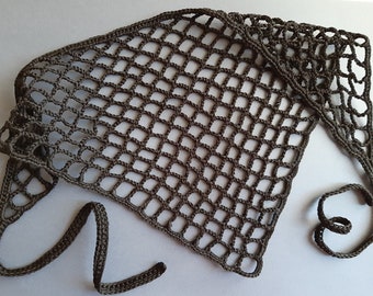 Black net bandana. Lace kerchief. Cotton triangle lace head scarf. Mesh bandana luxury, trendy mourning bandana, Nevermore hair accessory