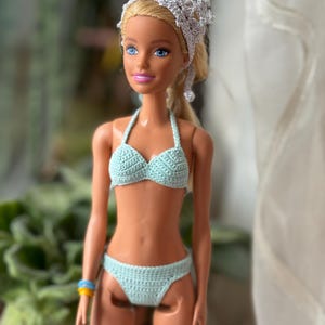 Mint bikini for doll 11.5 inch, Realistic doll swim suit, doll bathing suit, swimwear for dolls, Dollhouse clothes for 1:6 scale doll