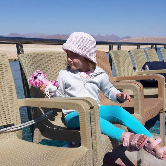 Kids Pink Panama Bucket Hat Kids Straw 