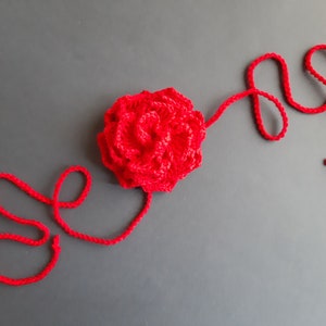 Red Rose Flower Choker Necklace. Floral choker handmade. Large flower crochet choker