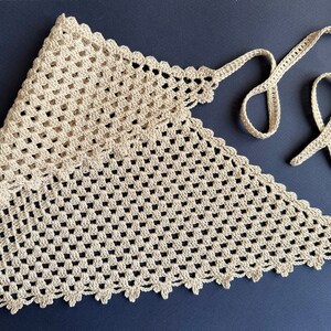 Bandana Beach Lace Crochet Bandana Boho Headpiece Cream Cotton Kerchief