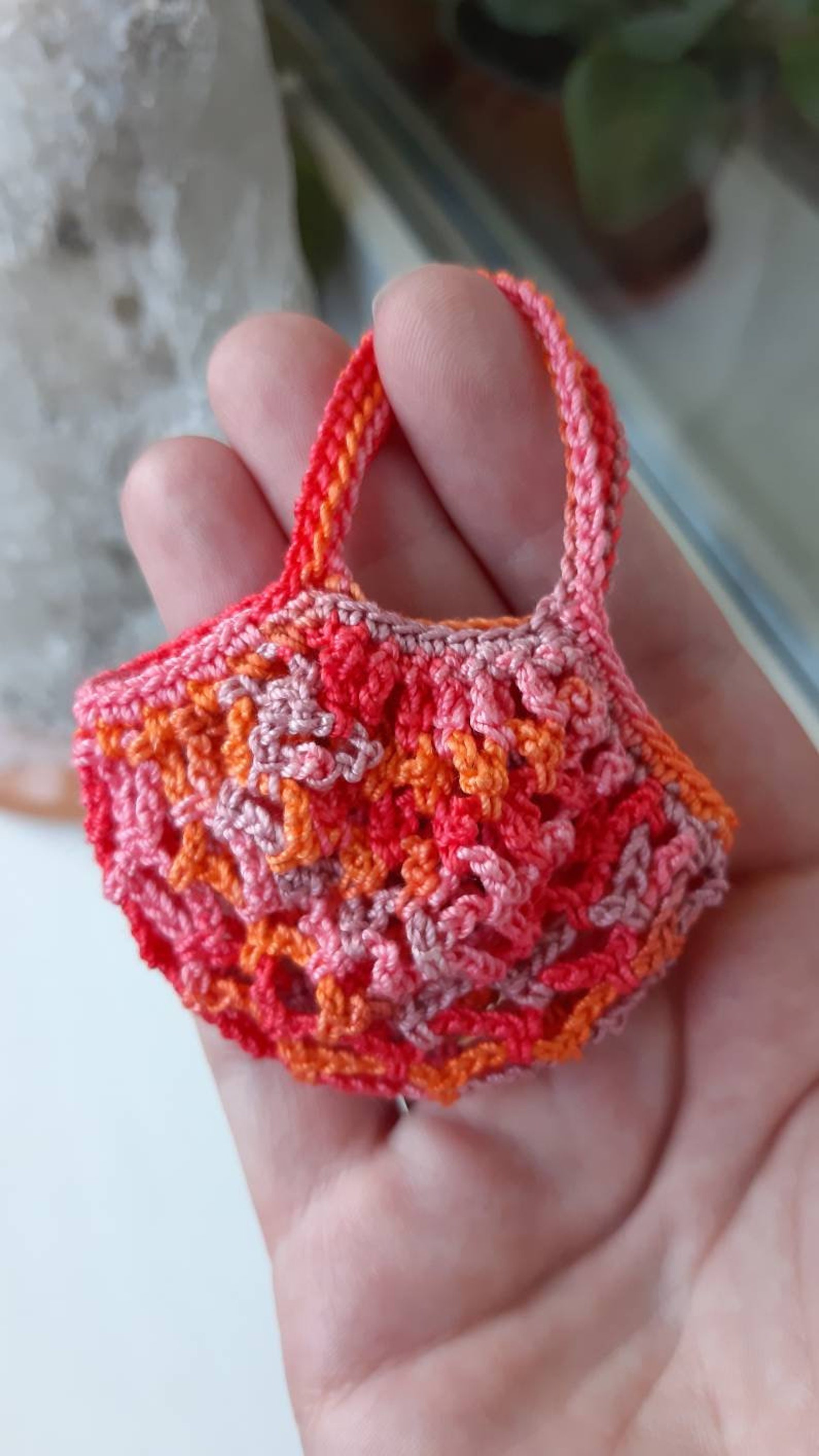 Orange Miniature String Bag for Doll. Dollhouse Accessories Etsy