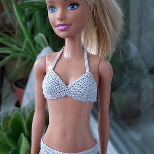 Gray bikini for doll 11.5 inch, doll swim suit, Doll bathing suit, swimwear for dolls, Beach doll clothes for 1:6 scale doll