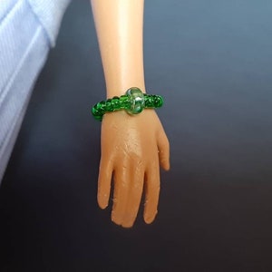 Doll bracelet 1/6 - Green seed beaded bracelet for fashion doll 12 inch. Doll jewelry, miniature bracelet for dolls