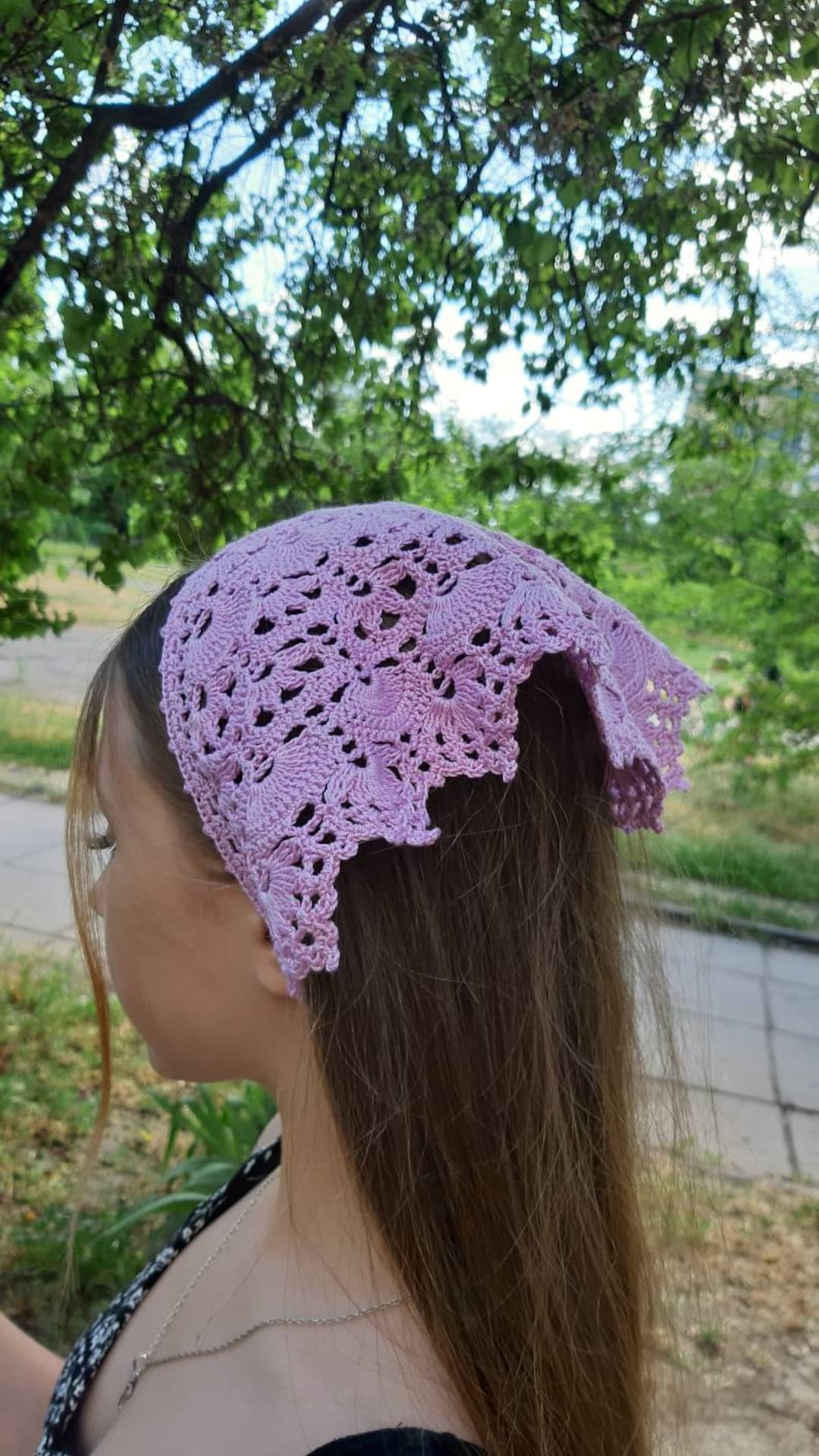 【VARZAR】VARZAR Crochet Lace Bandana (2color)☆公式☆ VARZAR Crochet Lace Bandana / Brown - VARZAR | 60% - Asian