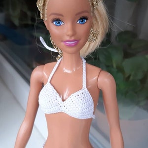 White bikini for doll 11.5 inch, doll swim suit, Fashion doll bathing suit, swimwear for dolls, Beach doll clothes for 1:6 scale doll