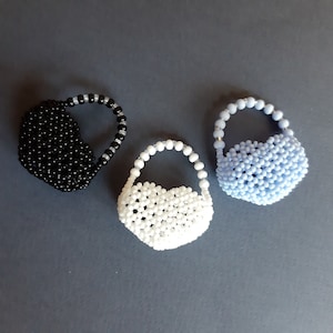 Modepuppentasche, Herztasche für Puppen. Miniatur Herz Handtasche Fashion Doll Perlen Handtaschen. Winziges Luxus-Puppenzubehör