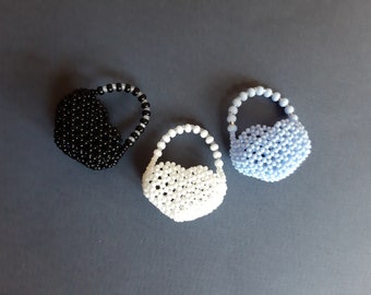 Fashion doll bag, Heart bag for dolls. Miniature heart handbag Fashion Doll beaded Handbags. Tiny Luxury Doll Accessories