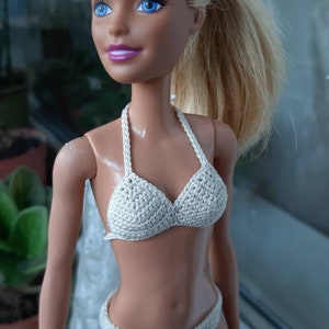Cream bikini for doll 11.5 inch, doll swim suit, Fashion doll bathing suit, swimwear for dolls, Hand made clothes for 1:6 scale doll