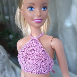 Doll clothes - Doll crop top. Pink crochet top for 11.5 inch dolls. Summer top for doll, doll outfit. Handmade clothes for 1:6 scale doll