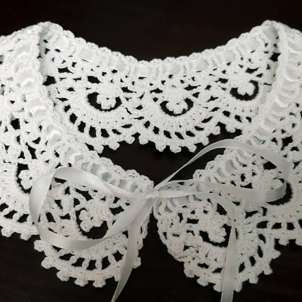 Col au crochet en dentelle blanche fait à la main, col en dentelle Peter Pan pour femmes, col amovible pour fille, col au crochet pour enfants