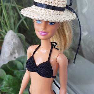 Black bikini for doll 11.5 inch, Realistic doll swim suit, doll bathing suit, swimwear for dolls, Handmade clothes for 1:6 scale doll