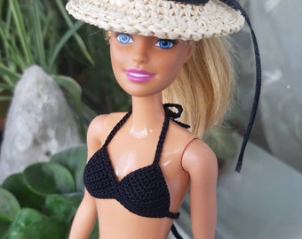 Black bikini for doll 11.5 inch, Realistic doll swim suit, doll bathing suit, swimwear for dolls, Handmade clothes for 1:6 scale doll
