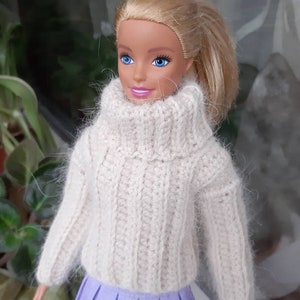 Doll clothes - Cream SWEATER for doll 11.5-12 inch. Winter doll sweater long sleeve. Fashion doll sweater, Doll outfit, 1/6 doll clothes