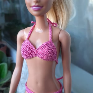 Doll bikini swim suit, Pink bikini for doll 11.5 inch, Fashion doll swimwear, Bathing suit for dolls, Beach clothes for 1/6 scale doll