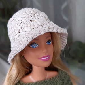 Doll clothes- BUCKET HAT for doll, Straw hat Tiny sun hat, Beach hat for doll 11.5 inch, Summer doll hat handmade clothes for 1:6 scale doll