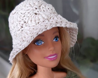 Sun hat for barbie barbie clothes handmade crochet hat for 1:6 scale dolls summer hat for 12 inch dolls doll miniature wide-brim hat Sun hat for barbie barbie clothes handmade crochet hat for 1:6 scale dolls summer hat for 12 inch dolls doll miniature wide-brim hat