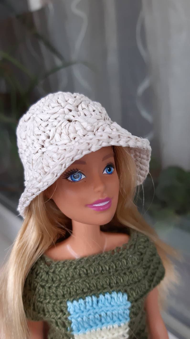 Barbie Doll Accessory Hat Beach Straw Fashionista Oversized Resort Pink  Fashion