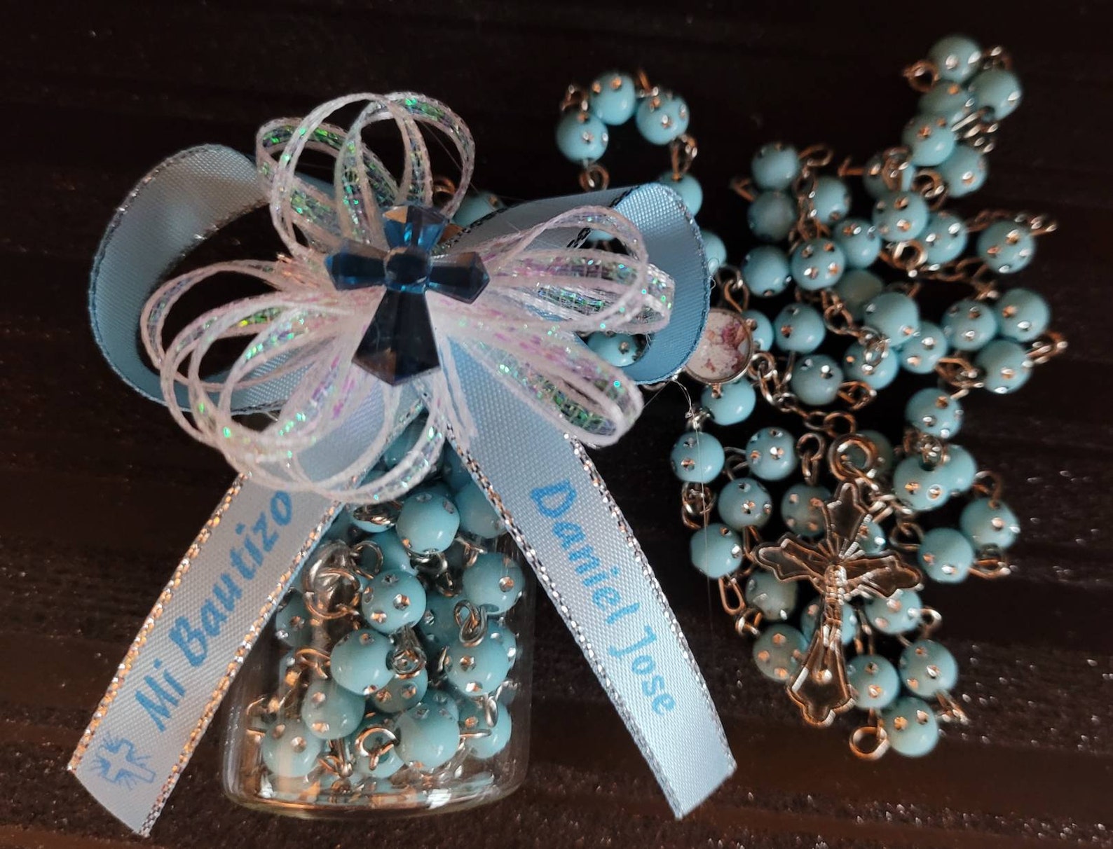 12pcs sweet 16 Recuerdos bautizo baptism favors// rosario in Etsy