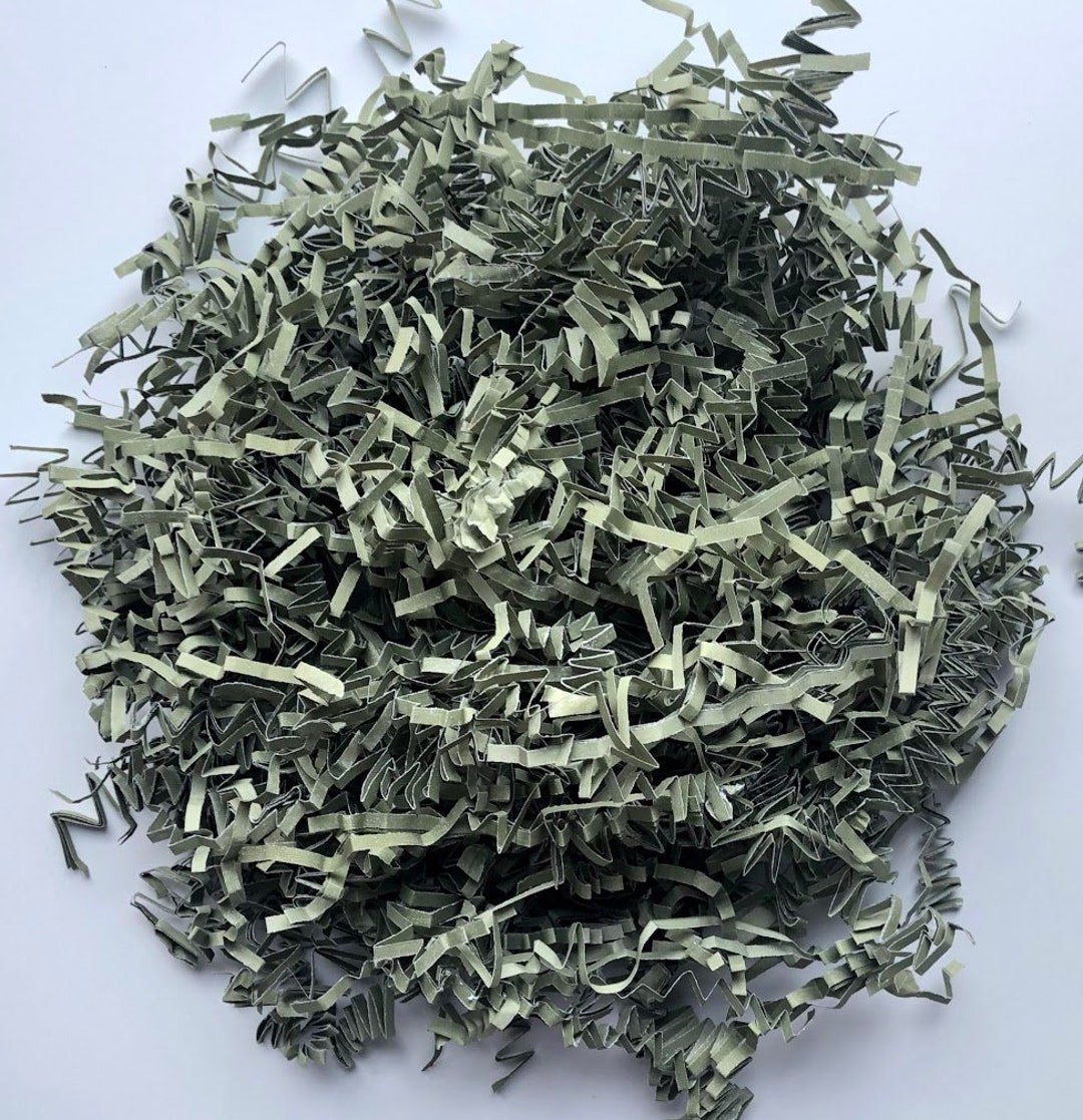 Olive Crinkle Paper Shred 4oz Eco-friendly Green Moss Sage Gift
